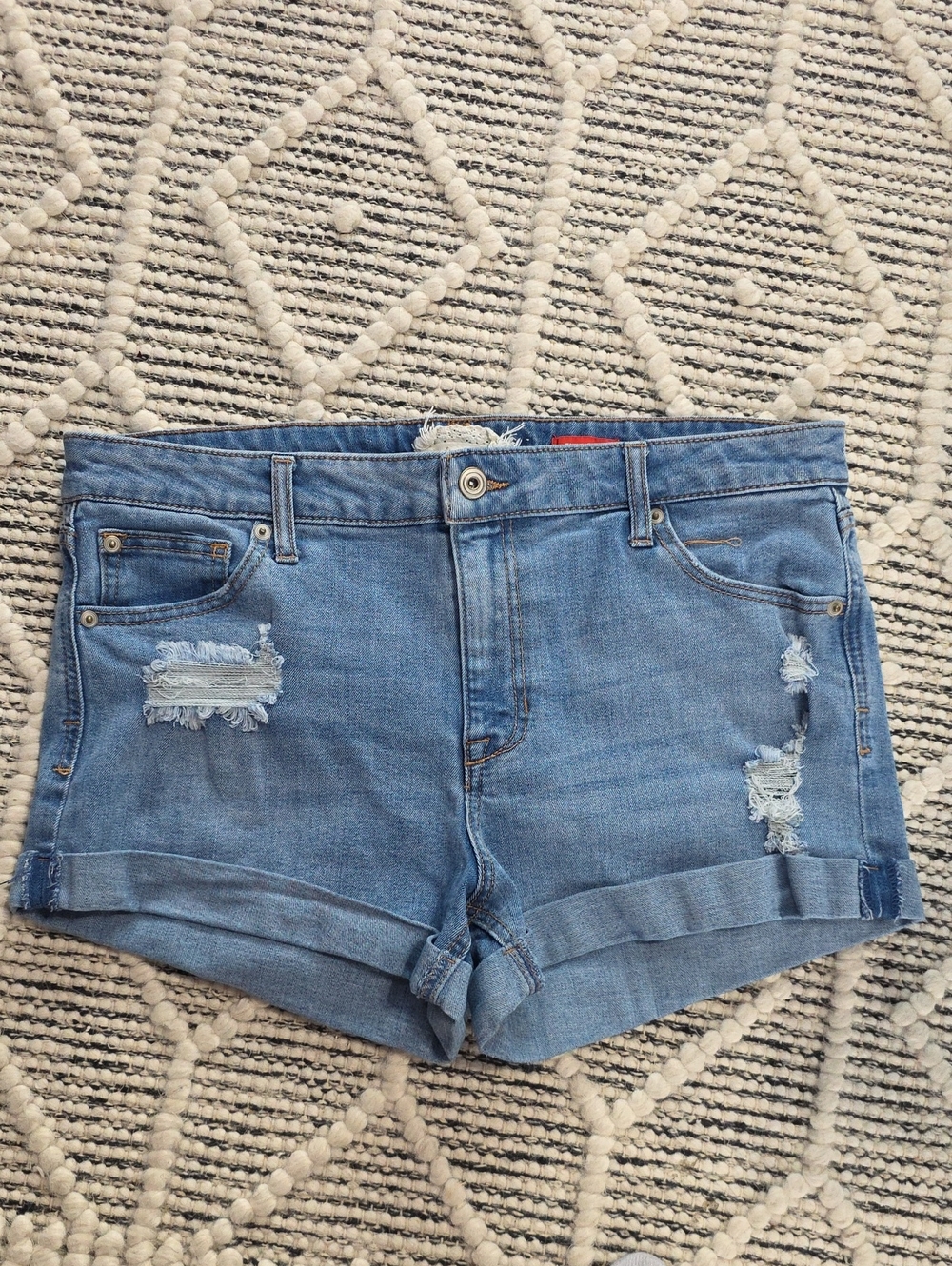 Altar'd State Light Blue Distressed Cuffed Denim Shorts